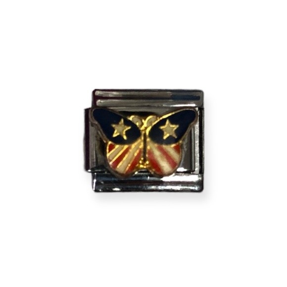 D’linq American Flag Butterfly Floating Italian Charm